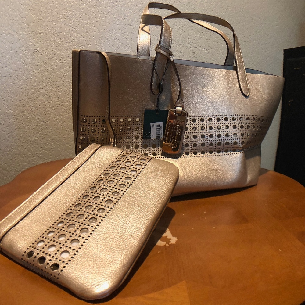 Brand New Ralph Lauren Tote and Matching Clutch